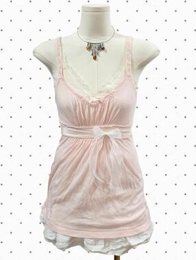 Abercrombie vintage light pink babydoll top with bow detail